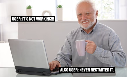 SynergyITx's tweet image. Sometimes the most powerful tool in tech support… is the restart button. 😅🔁
#TechSupportProblems #StaySynergy