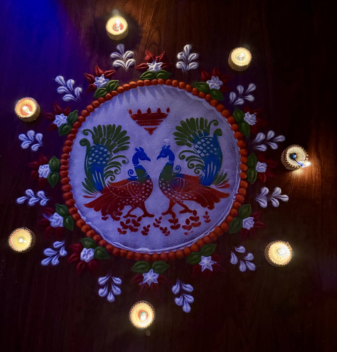 _Namrataa's tweet image. My low effort rangoli, made with a stencil 🪔