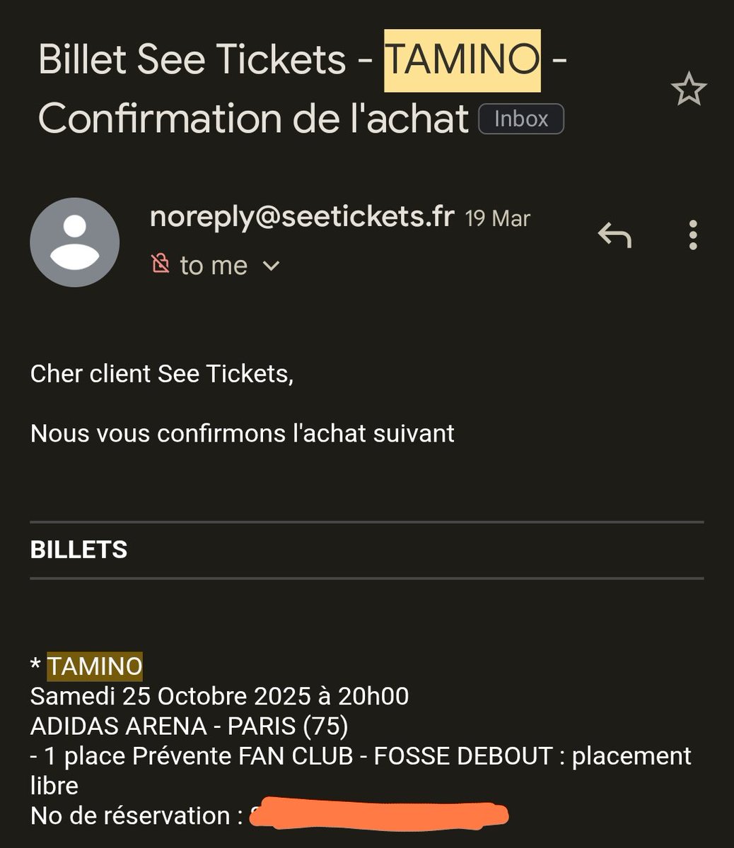 wts / want to sell tamino pit ticket for the 25th of october in paris @ the adidas arena, every dawn's a mountain tour

got the ticket back in march but i unfortunately am not able to go anymore :(

og price is 45.50€, selling it for 40€!