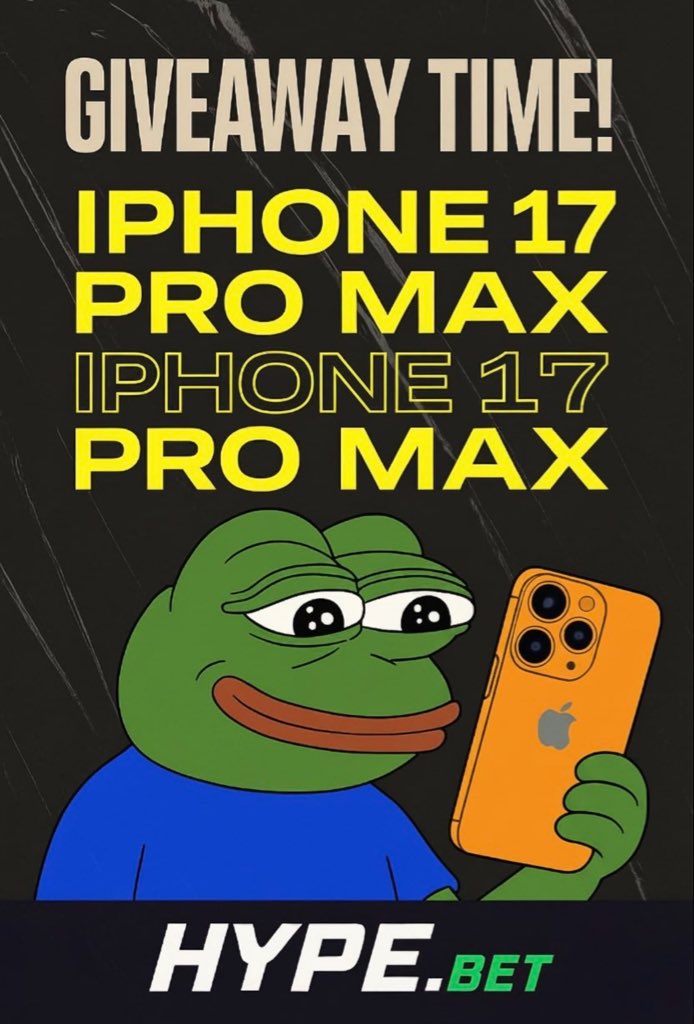 🎃 Mr. Hype’s Halloween Giveaway! 👻

Win a brand new iPhone 17 Pro Max 📱

To enter:
1️⃣ Follow <a href="/hypebetofficial/">HypeBetOfficial</a> 
2️⃣ RT ♻️
3️⃣ Reply with your $SOL address 💰

Use code HYPE1000 when signing up for a 250% Haunted Bonus 👀🕸️

Ends Oct 31st — Trick or Treat, only on Hypebet 🎰🔥
