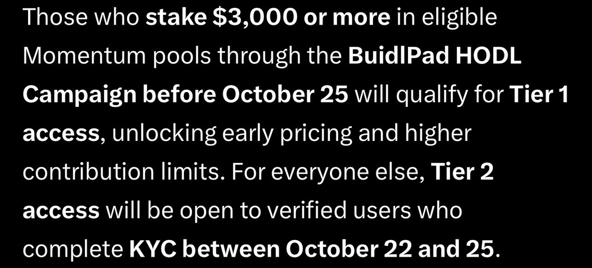 $MMT is one of the fairest setups I’ve seen in a while.
No whales, no VC allocations with huge vesting cliffs etc.

If you’ve got LPs on Buidlpad HODL, you get Tier 1 pricing and higher caps. If not, you can still join Tier 2 once KYC’s done.
The idea is simple reward the ones