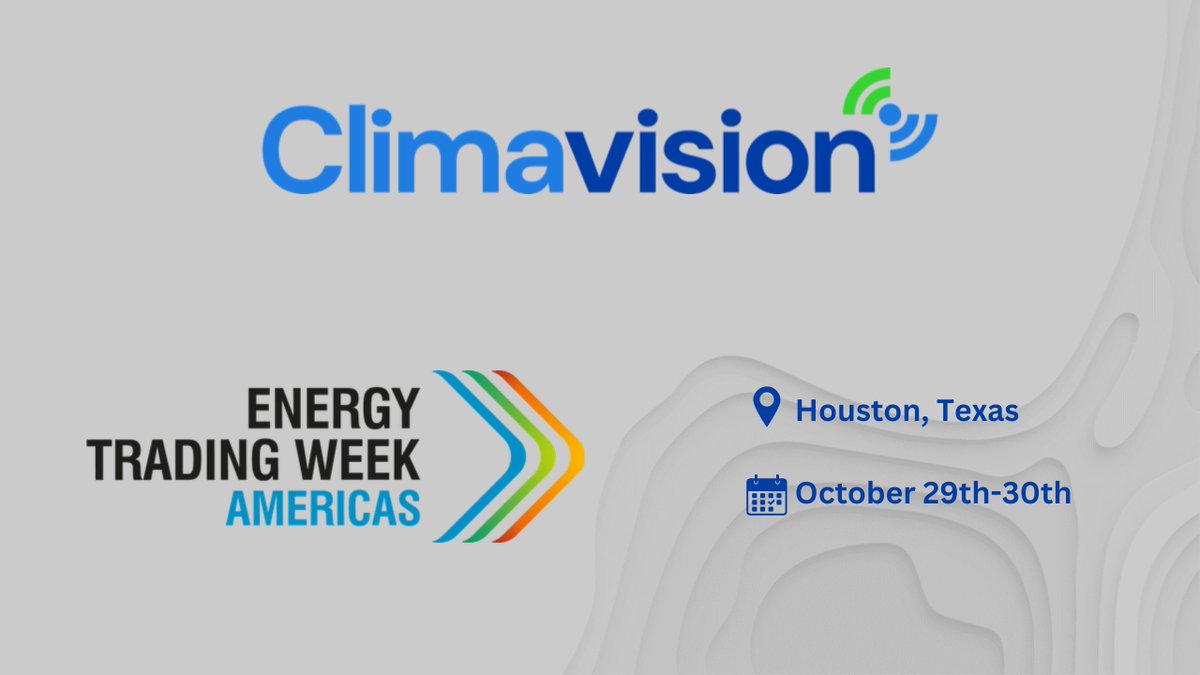 We will be in Houston, TX next week! Find us at Energy Trading Week Americas, hosted by <a href="/Commodities_Ppl/">Commodities People</a>.
Weather is a major driver in the energy industry from production to consumption and pricing. Send us a message to meet at the conference and to learn more!

#energytrading