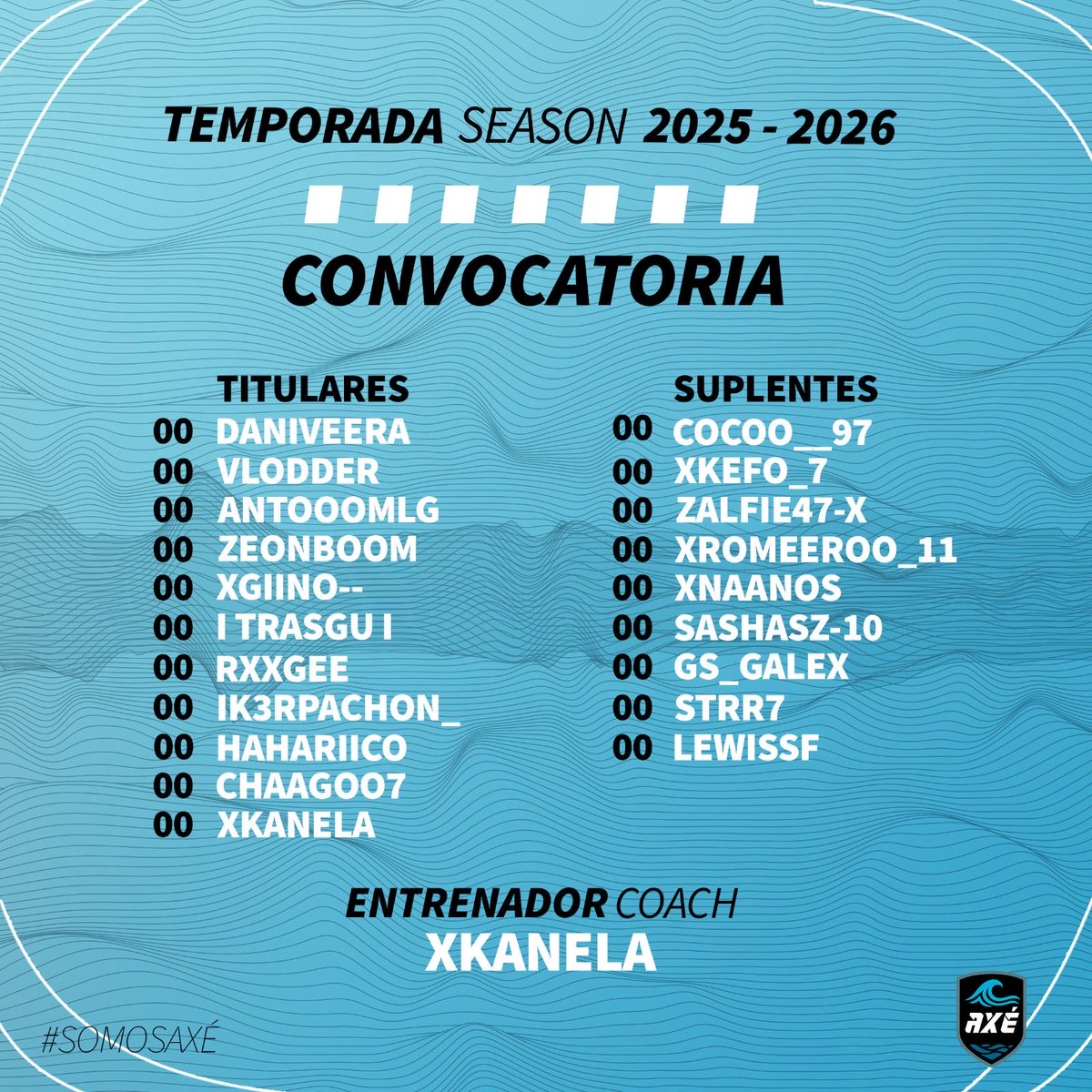 ¡LA CONVOCATORIA DE HOY! ⚽️

Que ruede el balón, plena confianza en el 11 de hoy. 

#SomosAxé 🌊