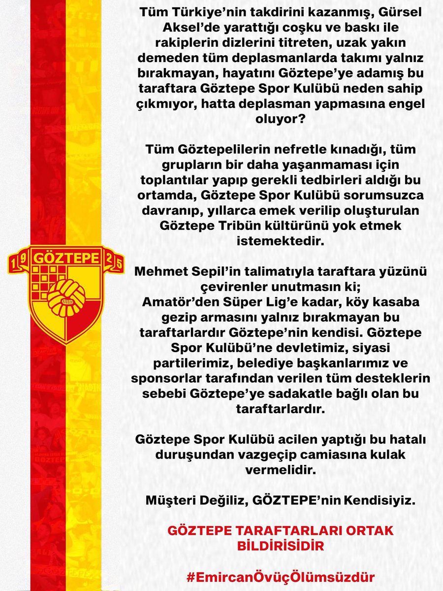 Göztepe Taraftarları Ortak Bildirisidir!

#GAGS #Göztepe