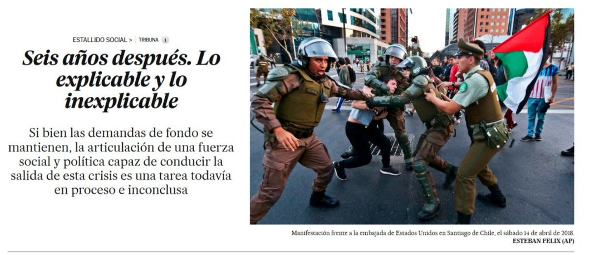 Seis años después del estallido, afinemos nuestra lectura de su significado, del rol que tuvimos las izquierdas, de nuestros aciertos y errores y de las tareas que debemos proponernos para estar a la altura  de los anhelos de bienestar, seguridad y felicidad de nuestro país 🇨🇱