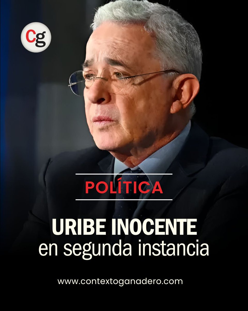 CONtexto Ganadero (@contganadero) on Twitter photo El Tribunal Superior de Bogotá acaba de REVERTIR la condena del expresidente <a href="/AlvaroUribeVel/">Álvaro Uribe Vélez</a>:
✅ ABSUELTO de soborno en actuación penal y fraude procesal en segunda instancia.
📢 ¡Se revoca la decisión inicial! La justicia da un giro de 180° en el caso que conmocionó al país. El Tribunal Superior de Bogotá acaba de REVERTIR la condena del expresidente <a href="/AlvaroUribeVel/">Álvaro Uribe Vélez</a>:
✅ ABSUELTO de soborno en actuación penal y fraude procesal en segunda instancia.
📢 ¡Se revoca la decisión inicial! La justicia da un giro de 180° en el caso que conmocionó al país.