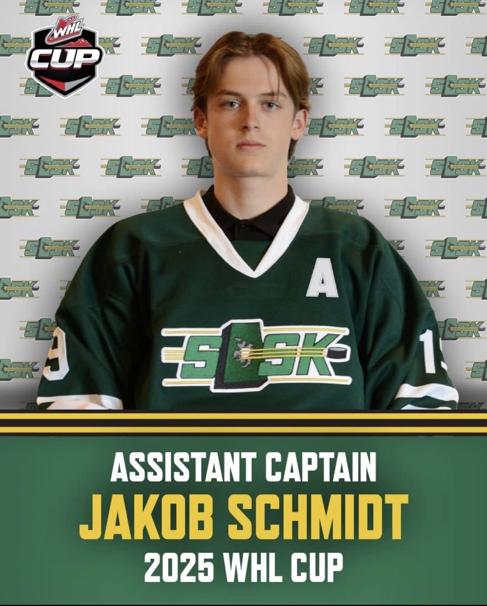 👑 A big congratulations to Jakob Schmidt from Prince Albert Mintos! 🏒🎉 He has been selected as Assistant Captain for team Saskatchewan at the WHL Cup! 🌟 Let's show our support and celebrate this amazing achievement! 🏆👏 #HockeyPride #TeamSaskatchewan #WHLcup 💫🔥