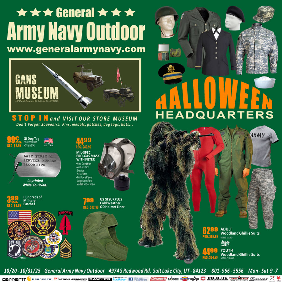generalarmynavy's tweet image. There's still time to grab a Halloween costume
at General Army Navy Outdoor
generalarmynavy.com
#generalarmynavy #gansmuseum #flightsuits #HelmetLiner #patches #dogTag #gasmask #militarycaps #militaryUniform #militarysurplus