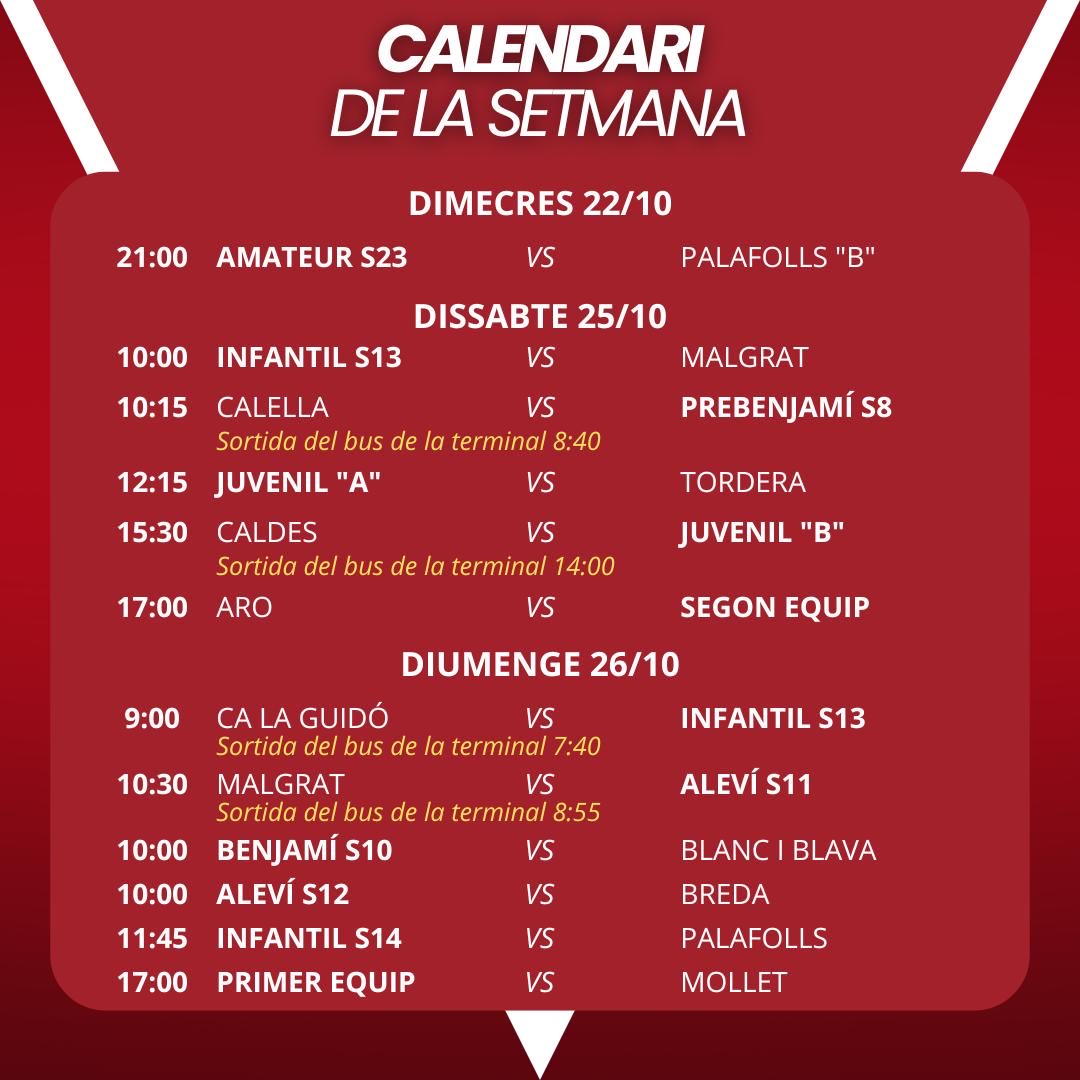 Unió Esportiva Tossa (@uetossa1922) on Twitter photo Calendari de la setmana! 🙌🏼⚽️ Calendari de la setmana! 🙌🏼⚽️
