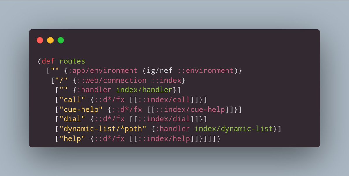 turjanofmiir's tweet image. A potentially cool pattern for datastar.wow used with reitit? This route config  ensures all routes under "/" use a single ::index connection when pushing state changes to Datastar. It also supports defining routes that simply dispatch effects when requested!