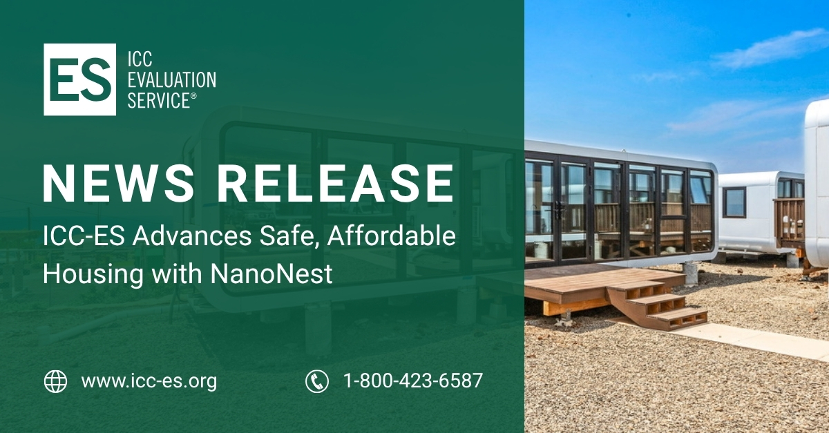 ICCEvalService's tweet image. ICC-ES has published an evaluation report for #NanoNest structural components, verifying compliance with building code requirements, and strengthening confidence in the safety of affordable, #modularhousing. 
Read the full news article here: icc-es.org/news/icc-es-ad…