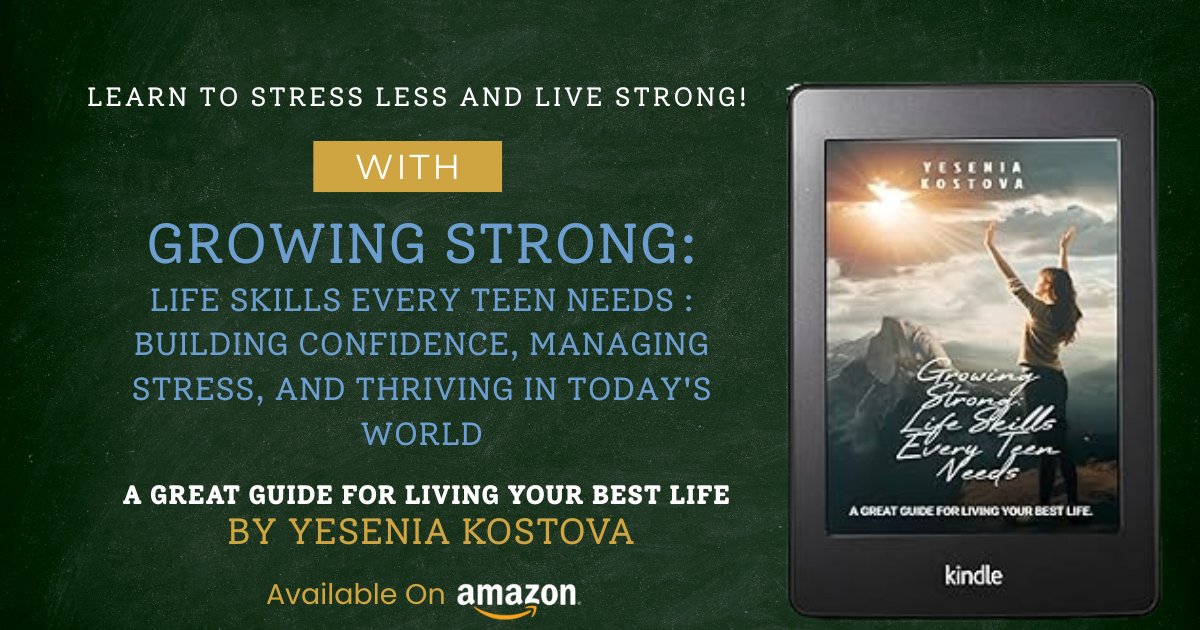 NasrinAkter96's tweet image. 💫Feel stronger every day with Growing Strong: Life Skills Every Teen Needs : Building Confidence, Managing Stress, and Thriving in Today&apos;s World by Yesenia Kostova. 📘Available now on Amazon Kindle!
🔗Buy Book Link- a.co/d/dP6mdy7
#TeenGuide #LifeSkills