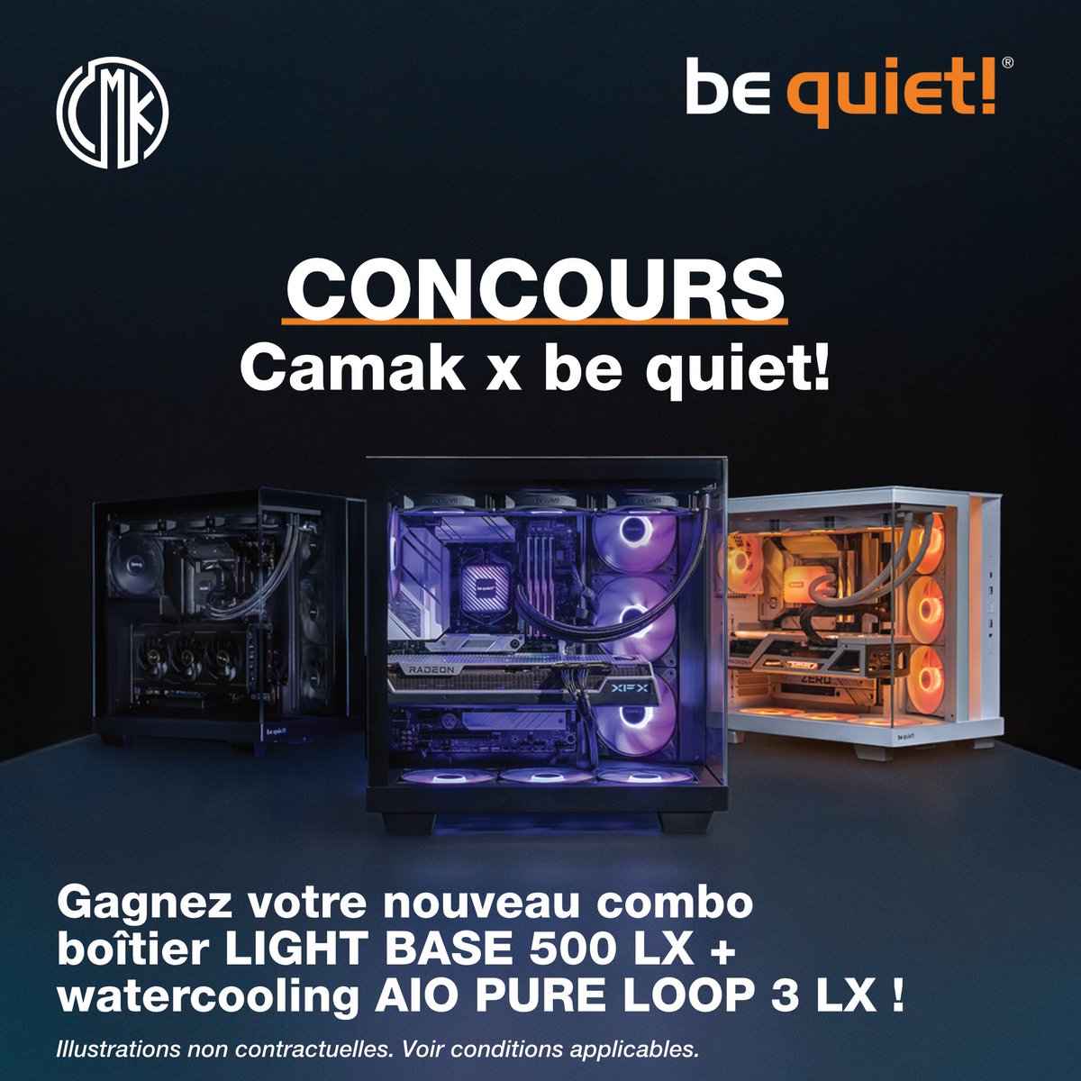 Alerte nouveau boitier chez notre partenaire <a href="/bequietFR/">be quiet! FR</a> et donc cadeau pour vous ! 

Et vous pouvez gagnez un combo Light Base 500 LX + Pure Loop 3 LX. De quoi rendre votre setup MA-GNI-FIQUE 

RT + Follow <a href="/CaMaKStream/">CaMaK</a> &amp; <a href="/bequietFR/">be quiet! FR</a> 
TAS : 28/10/2025

#CollaborationCommerciale
