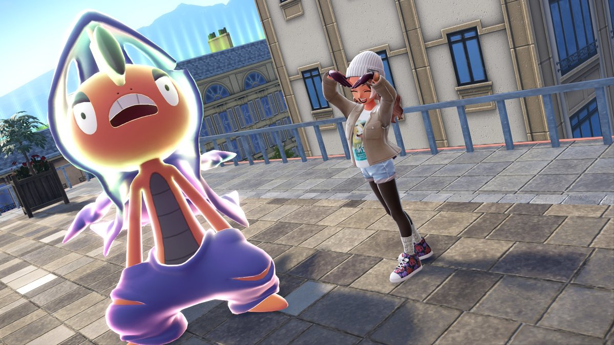 #pokemonLegendsZa 

Postgame content ‼️

Got this random shiny alpha Pokémon right before work. Took me about 10 minutes to find him, until I noticed it was hiding in a Wild Zone. 

I love the shiny color. My favorite color too.