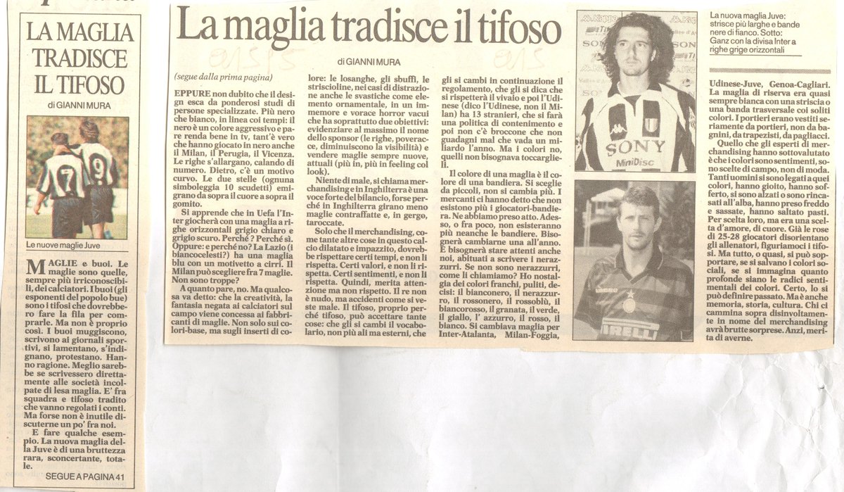 🅲🅾🅼' 🅴🆁🅰🆅🅰🅼🅾…

#GianniMura
<a href="/repubblica/">Repubblica</a> 2/08/1997
#ritagli_di_stampa #maglie #colori_sociali #cromatismi #stupidità #calcio 

<a href="/giuliocardone69/">giulio cardone</a> <a href="/pazzoperrep/">PazzoPerRepubblica</a> <a href="/giusmo1/">Giuseppe Smorto</a> <a href="/CarloVerdelli/">Carlo Verdelli</a> <a href="/SentieroDigital/">Sentiero Digitale (p.samarelli)</a> <a href="/PiervittorioM/">Piervittorio Miatton</a> <a href="/aligip/">aligi pontani</a> <a href="/PerSaturno/">Saturno</a> <a href="/iosonorossoblu/">Francesco Obinu</a>