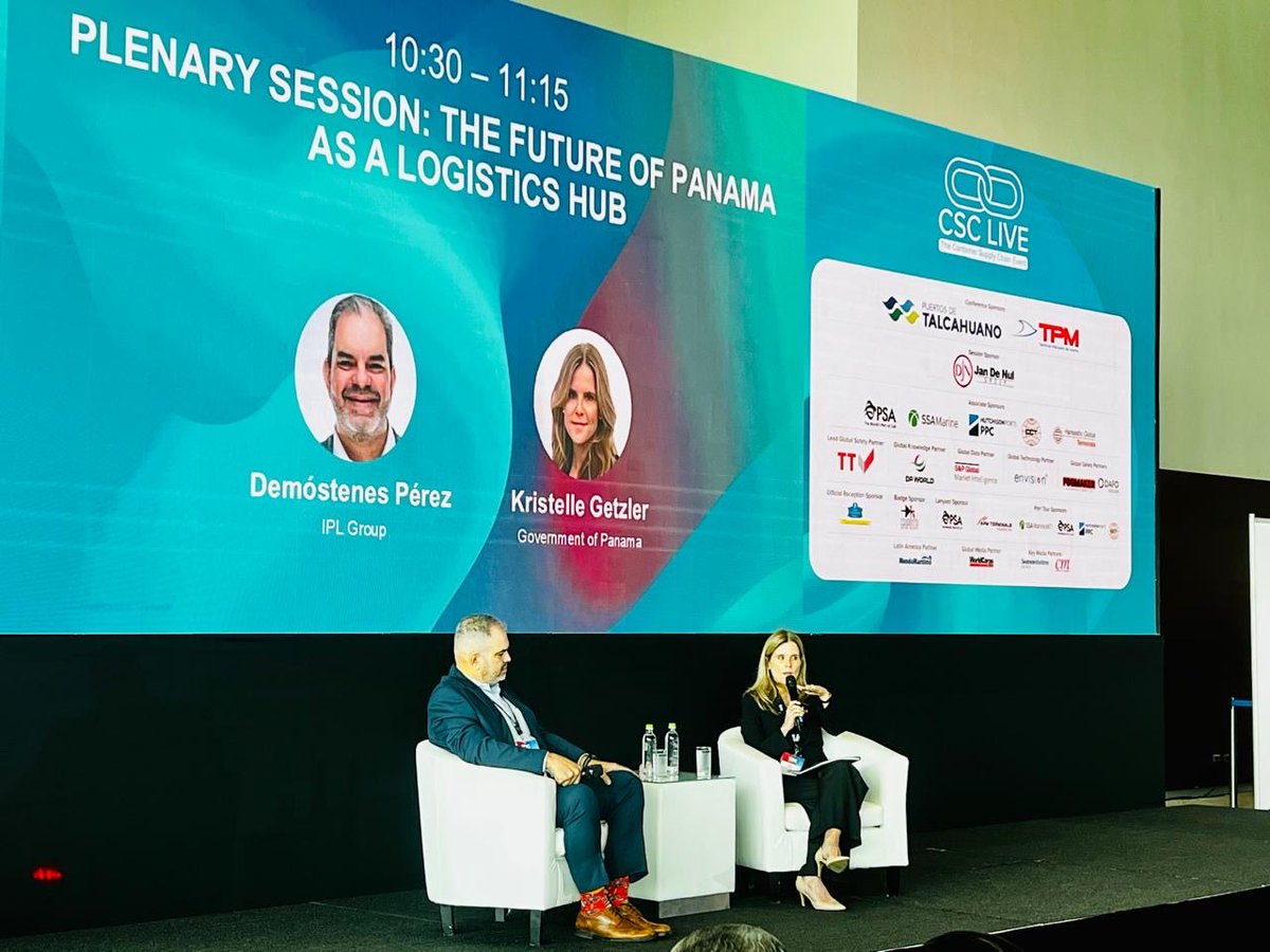 InfoTransportes's tweet image. 🌎 En #TOCAmericas2025, Demóstenes Pérez (IPL Group) y Kristelle Getzler (Gob. de Panamá) abordaron el futuro de #Panamá como hub logístico.

“Debemos coordinar nuestros activos y crear proyectos de inversión y nuevos puertos.” ⚓📦

@TOCWorldwide 

#Comercio #Puertos #Logística