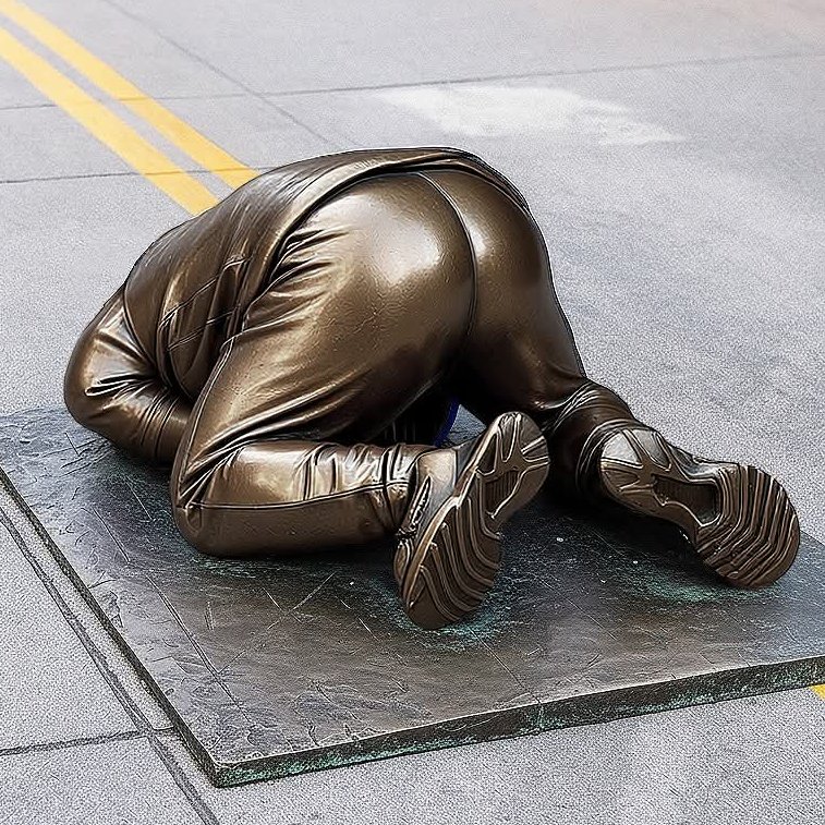 OLFResurrection's tweet image. Monumento de estadista frente a estatua de Trump en el Capitolio.