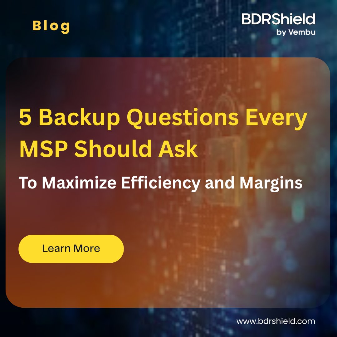 “Working” backups ≠ profitable backups. 
Discover the 5 key questions every MSP should ask to boost efficiency &amp; margins — and see how BDRShield helps close the profit gaps.
Read the blog: bdrshield.com/blog/5-backup-… 
#MSP #Backup #CyberResilience