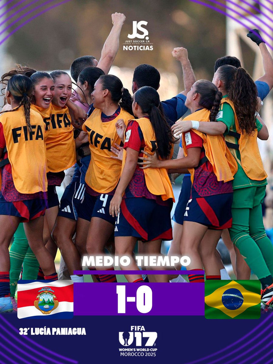 ⏯️ | ¡𝐍𝐎𝐒 𝐕𝐀𝐌𝐎𝐒 𝐀𝐋 𝐃𝐄𝐒𝐂𝐀𝐍𝐒𝐎! 

🇨🇷 𝐂𝐨𝐬𝐭𝐚 𝐑𝐢𝐜𝐚 1️⃣➖0️⃣  𝐁𝐫𝐚𝐬𝐢𝐥 🇧🇷

⚽️ Anotadoras:

 32' Lucía Paniagua

🫡 ¡𝐕𝐀𝐌𝐎𝐒 𝐓𝐈𝐂𝐀𝐒, 𝐇𝐀𝐒𝐓𝐀 𝐄𝐋 𝐅𝐈𝐍𝐀𝐋! 🇨🇷🇨🇷🇨🇷

#U17FIFAWWC | #LaSeleFemeninaSub17