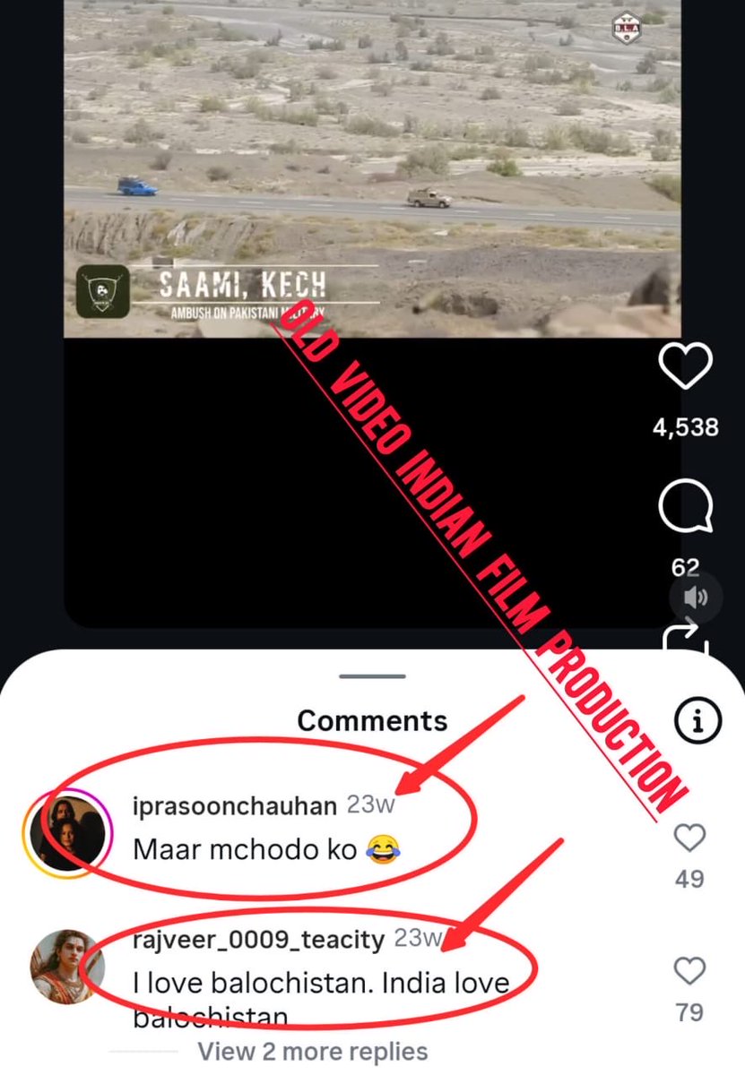 Azaad Fact Check has identified disinformation being spread by an Indian-based X handle, which used old videos produced by the Indian Defence Public Relations film team using paid actors for propaganda purposes. There has been no such incident in Mand, Kech, Balochistan. The news