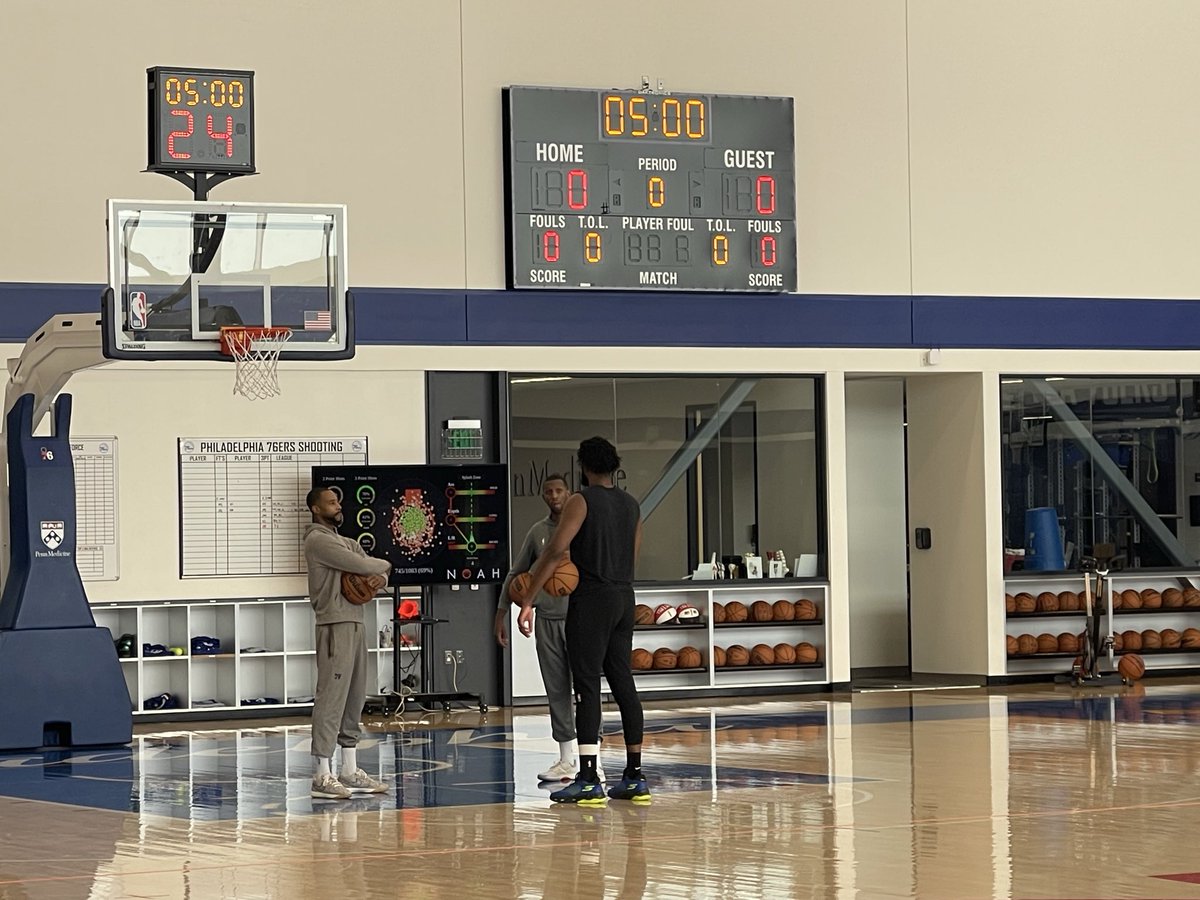 The last player on the practice court today: Joel Embiid 