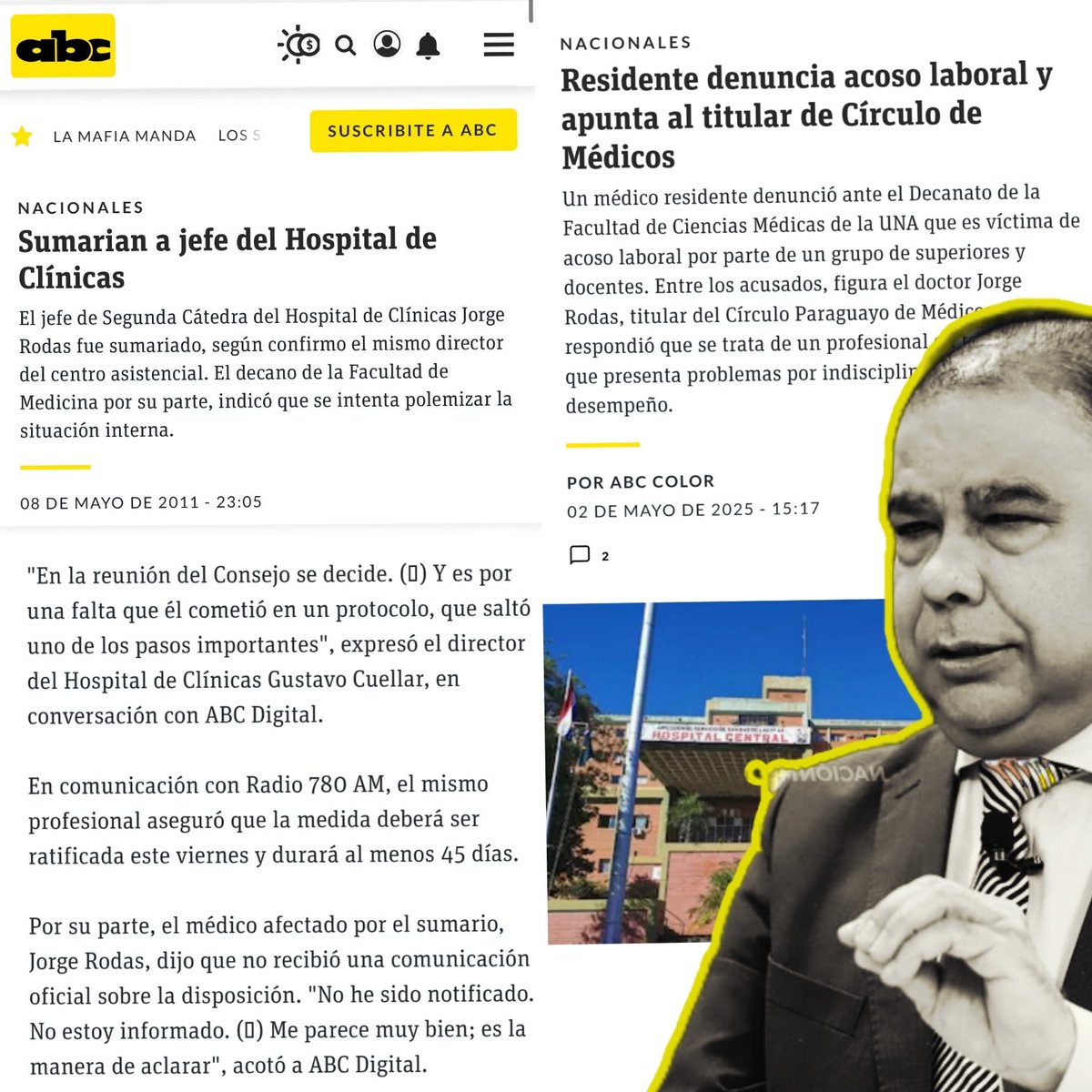 CuartoPoder_Py's tweet image. 🔴 EXPONEN OSCUROS ANTECEDENTES DEL PRESIDENTE DEL CÍRCULO PARAGUAYO DE MÉDICOS
◾ Médicos de sector público, con una posición en contra al Dr. Rodas Gauto, actual presidente del Círculo Paraguayo de Médicos (CPM), quien pide al Gobierno dejar de seguir habilitando hospitales,…
