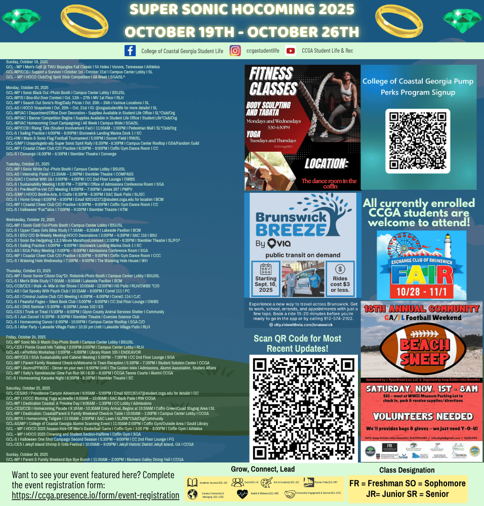 Hey #Mariners, check out this week's jam-packed schedule of events and activities! We're excited to see you out and about! 💙🎃🍂

#CoastalGeorgia #HailTheSail