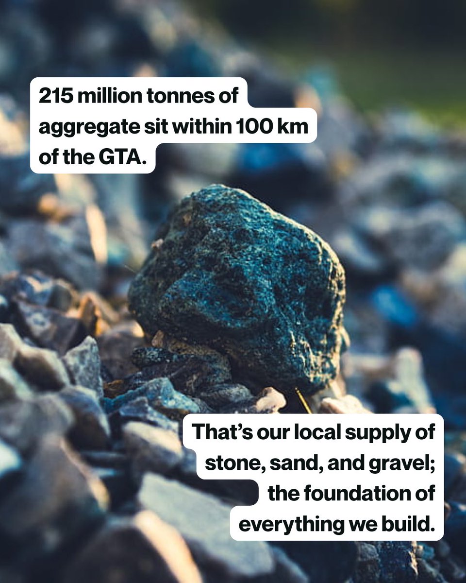cbm_aggregates's tweet photo. 215 million tonnes of aggregate reserves are located within 100 km of the GTA.๐@_OSSGA highlights that local supply reduces emissions, cuts costs, and supports efficient building. ๐ Ontario grows stronger with nearby resources. ๐๏ธ #Ontario #LocalSupply #EfficientGrowth #CBM #OSSGA