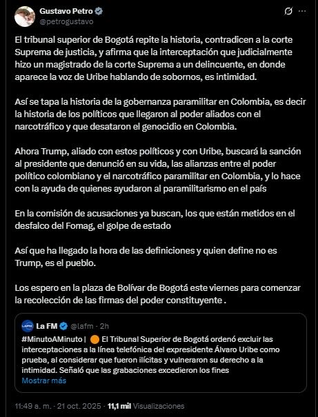 MariaFdaCabal's tweet image. No Petro, recójase. Usted no es quién para calificar de esa manera una sentencia en derecho hoy en el caso del expresidente Uribe. 

A usted y los de su extremismo ideológico solo les sirve la &quot;justicia&quot; cuando la usan como arma de aniquilamiento contra sus enemigos políticos.…