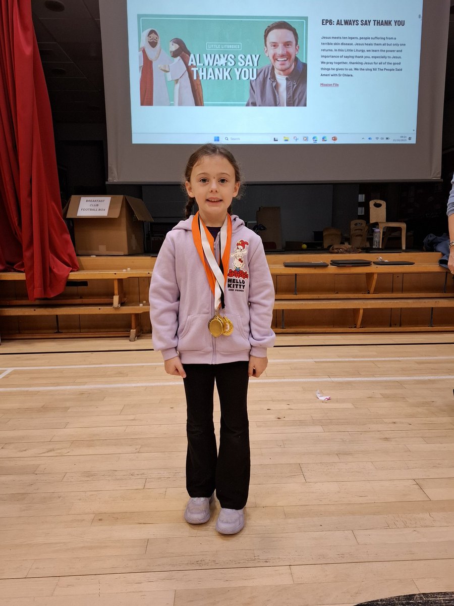 StAndrewsCumb's tweet image. Lots of medals and trophies in assembly today. 
3rd place in harp at the MOD.
Dance medals
First place in a holiday competition 
Well done everyone 👏👏👏