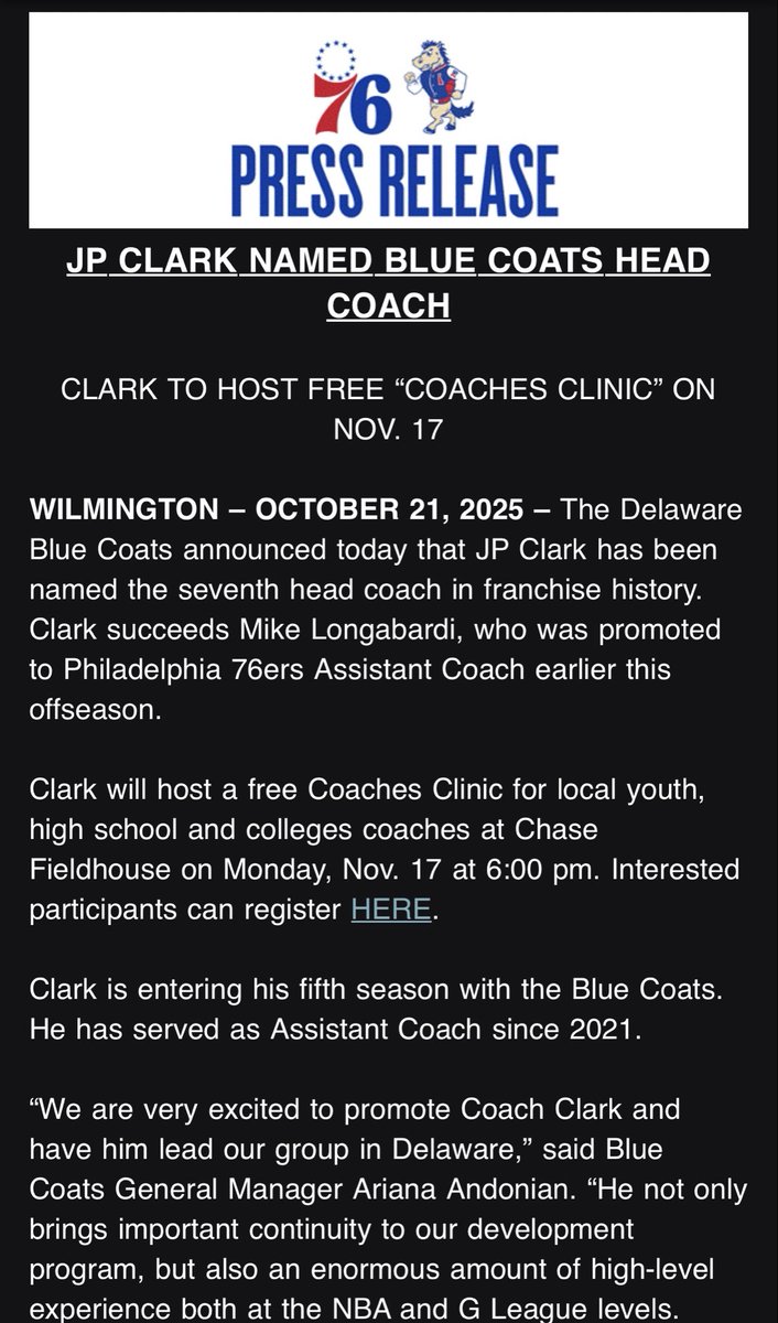 The Delaware Blue Coats have a new coach #Sixers 
