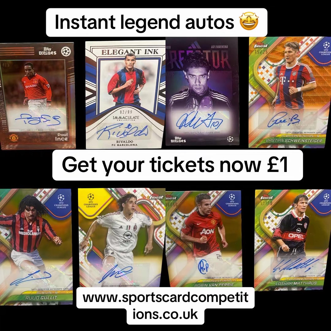 sportscardcompetitions.co.uk/product/instan…

Get your tickets 🎟️ 

Win a legend autograph card for £1 🤷‍♂️

Where else would you get it? 

#sportscards #thehobby #cardcollector #cardcollectors #sportscardstiktok