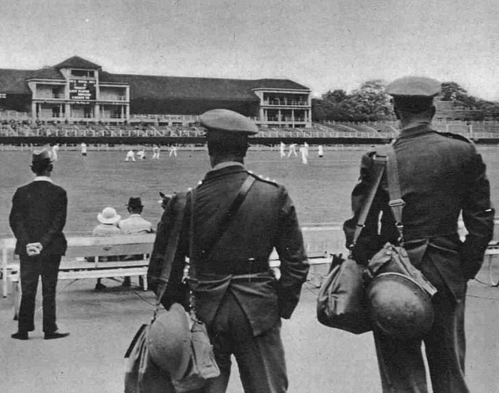 PictureSporting's tweet image. A slightly surreal but still relatively well attended one-day Varsity match at Lord&apos;s in July 1941. The lack of meaningful practice matches meant the standard was low. Two of the Cambridge XI - Michael Cassey and Frederick Boult - were killed in the war