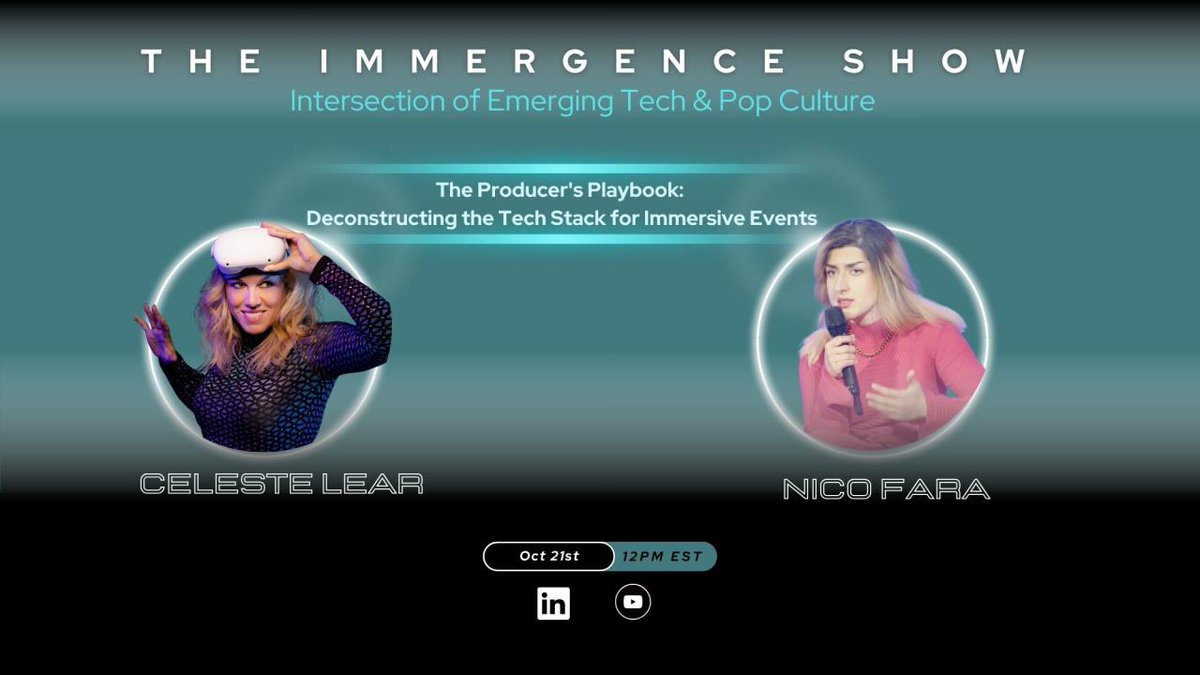 celestelear's tweet image. Thank you to @TheImmergence & @NicoFara_ for inviting me to be on your emerging tech podcast📢
XR, Event, Music & Entertainment professionals:
youtube.com/live/puqmzgYXa…
#xrnews #immersiveexperience #SpatialComputing #VRChat #xrwomen #musicnews #events #concert #Broadcast #VR