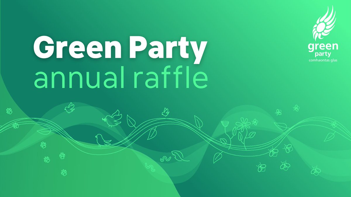 Enter our Annual Raffle and win up to €1,500 in cash prizes!    

All are welcome to take part. The more tickets you buy, the greater your chances of winning.    

Click the link below to see the other prizes available and to buy your tickets today! 👇

greenparty.ie/raffle