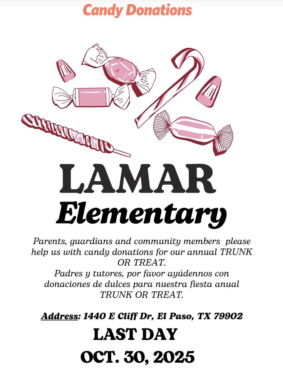 Please help us with candy donations for our annual TRUNK OR TREAT.  🎃