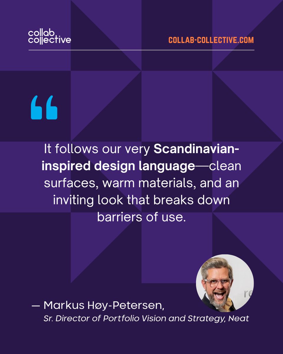 CollabCollect's tweet image. Design that connects. The Neat Board 32 blends Scandinavian-inspired form with collaborative function.

Watch Craig Durr’s conversation with @neatmeetings’ Markus Høy-Petersen: youtu.be/ea-vBuL-qfI

#Neat #HybridWork #CollaborationTech