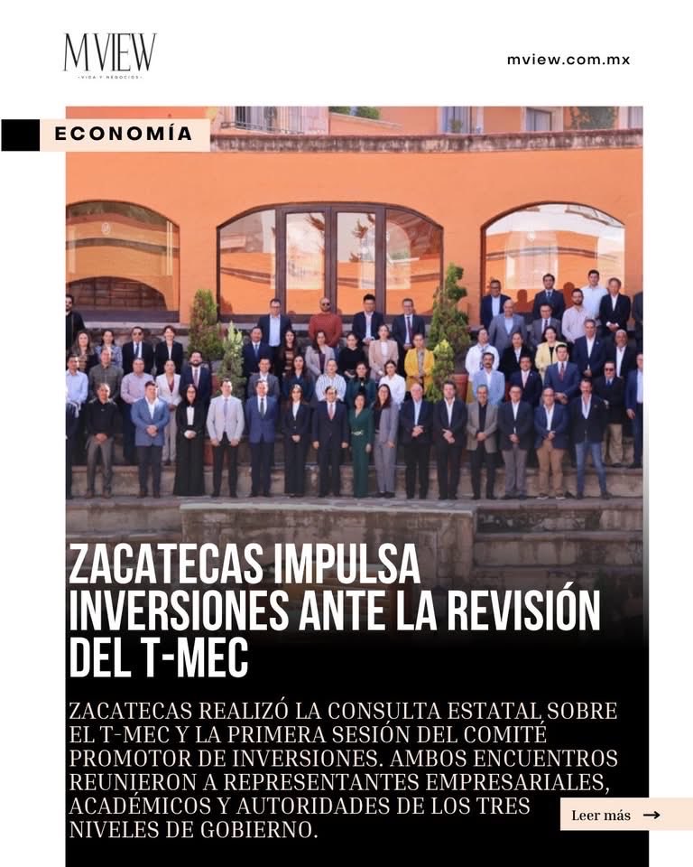 MVIEW_MX's tweet image. Zacatecas se prepara para el futuro económico. Con la Consulta Estatal sobre el T-MEC y la primera sesión del Comité Promotor de Inversiones. 

@Sezac_ 
@_JorgeMirandaC 

👉: mview.com.mx/zacatecas-impu…

#MVIEW #Inversiones #TMEC
