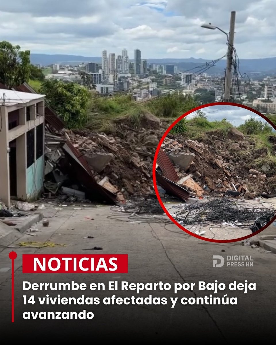 digitalpresshn's tweet image. #Noticias #Digitalpress 🔴 | El deslizamiento de tierra en la colonia El Reparto por Bajo, en Tegucigalpa, continúa activo y ya ha afectado al menos 14 viviendas.