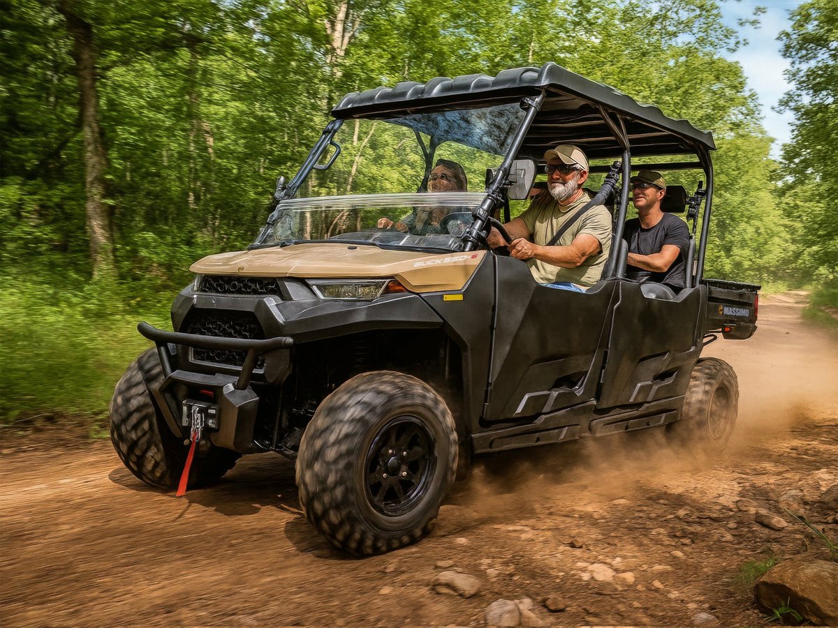 Bring the whole crew! Our Buck 550-6 UTV has room for six, so no one gets left behind. Tackle any job or trail with on-demand 4WD, a 1,200 lb towing capacity, and a 7" touchscreen with GPS. #utv #4x4 #offroad