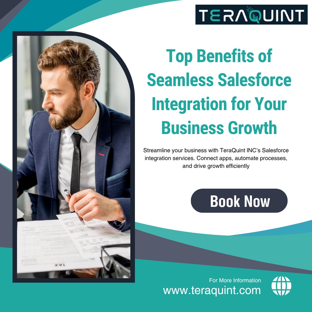 TeraQuint's tweet image. Grow without limits using Salesforce integration from TeraQuint INC.
We simplify connections, automate workflows, and drive real business impact.Let’s build efficiency together → teraquint.com
#SalesforceIntegration #DigitalGrowth #CRMExperts #TeraQuintINC