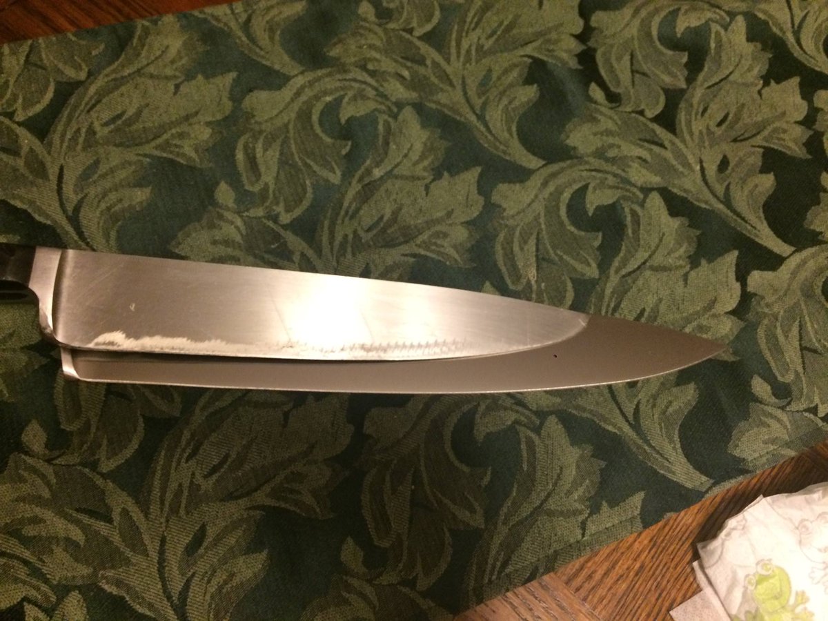 I had lunch today with a chef from our assisted living community.

We recently gave him a new Wüsthof knife for his birthday. Here it is next to the one he’s used for the past 25 years.

A well-kept knife clearly stands the test of time.