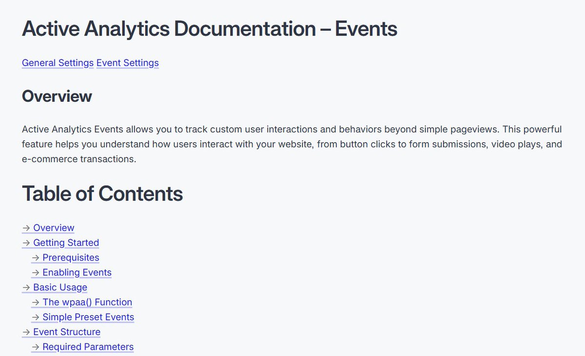 I now have a solid (I hope) documentation section for Active Analytics events.

getbutterfly.com/support/docume…

#WordPress #analytics