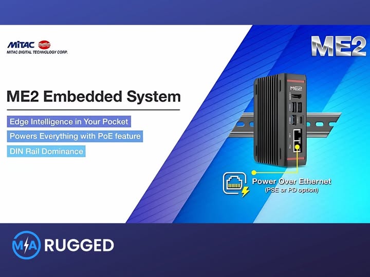 MA_Rugged's tweet image. COMING SOON: #MiTAC's ME2: a pocket-sized #EmbeddedSystem built for #EdgeIntelligence. #PoE-powered, rugged die-cast design, -22°C~55°C operation, Intel® Twin Lake CPUs, up to 16GB #LPDDR5, TPM 2.0 security & versatile I/O—ideal for harsh environments. bit.ly/4mBKGXR