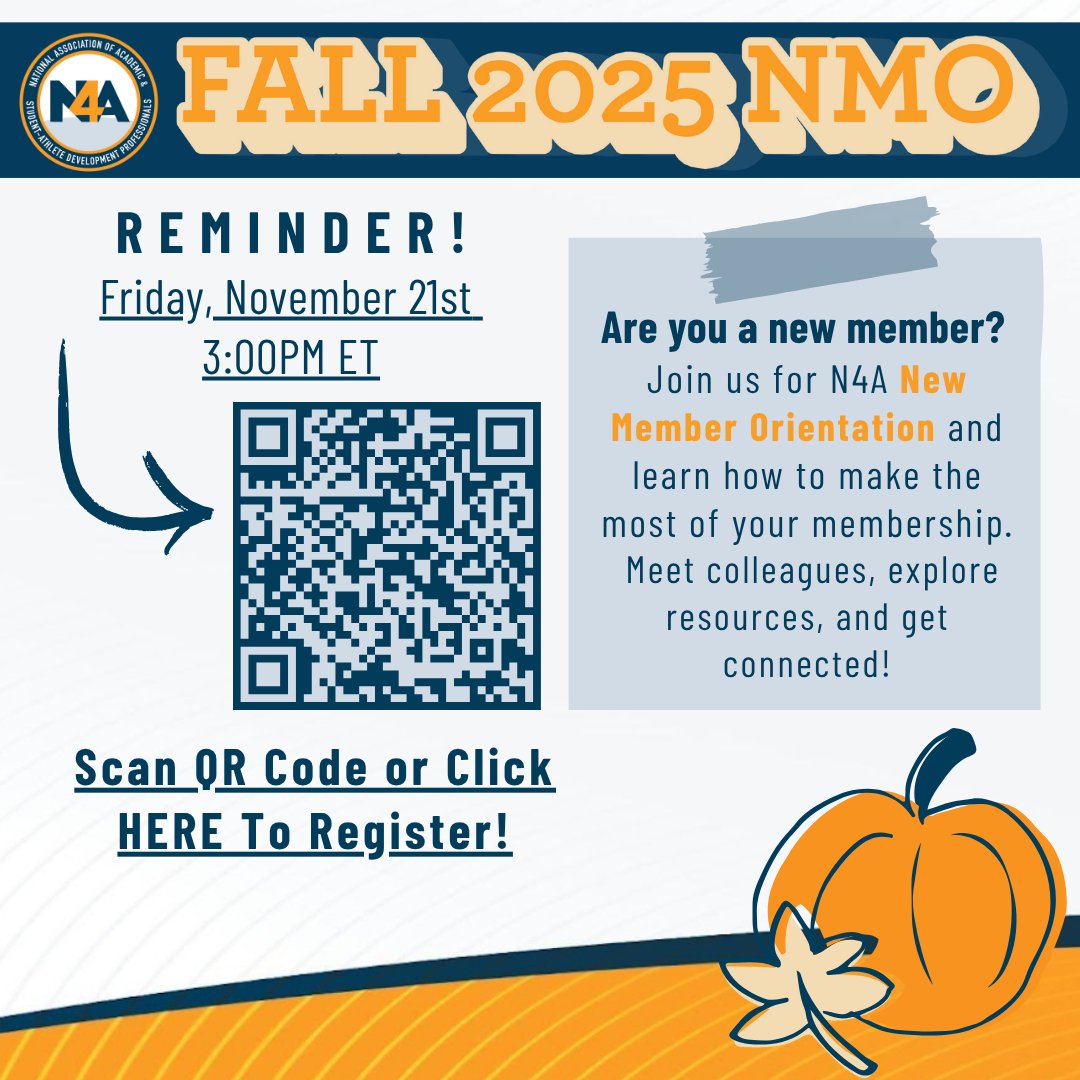 Are you a new member, or do you know someone who recently joined and isn’t sure where to start?

Join us for our Fall 2025 New Member Orientation!  

📅 Friday, November 21
⏲️ 3PM ET
📍 Scan the QR code to register

#N4A2025
