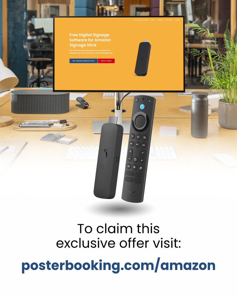 Save $5880 on digital signage! 💥

Get unlimited screens FREE for a year with the Amazon Signage Stick

30% OFF until Nov 3rd!

👉 posterbooking.com/amazon
#DigitalSignage #PosterBooking #BusinessGrowth