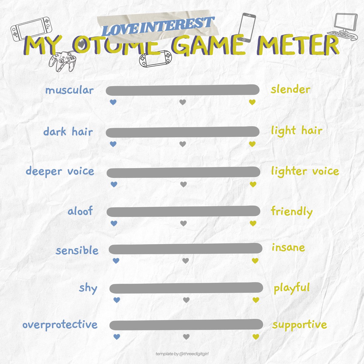 threedigitgirl's tweet image. hiiii #otometwt
let’s play another otome game meter🙋🏻‍♀️ now let’s see how we like our LIs better🫣