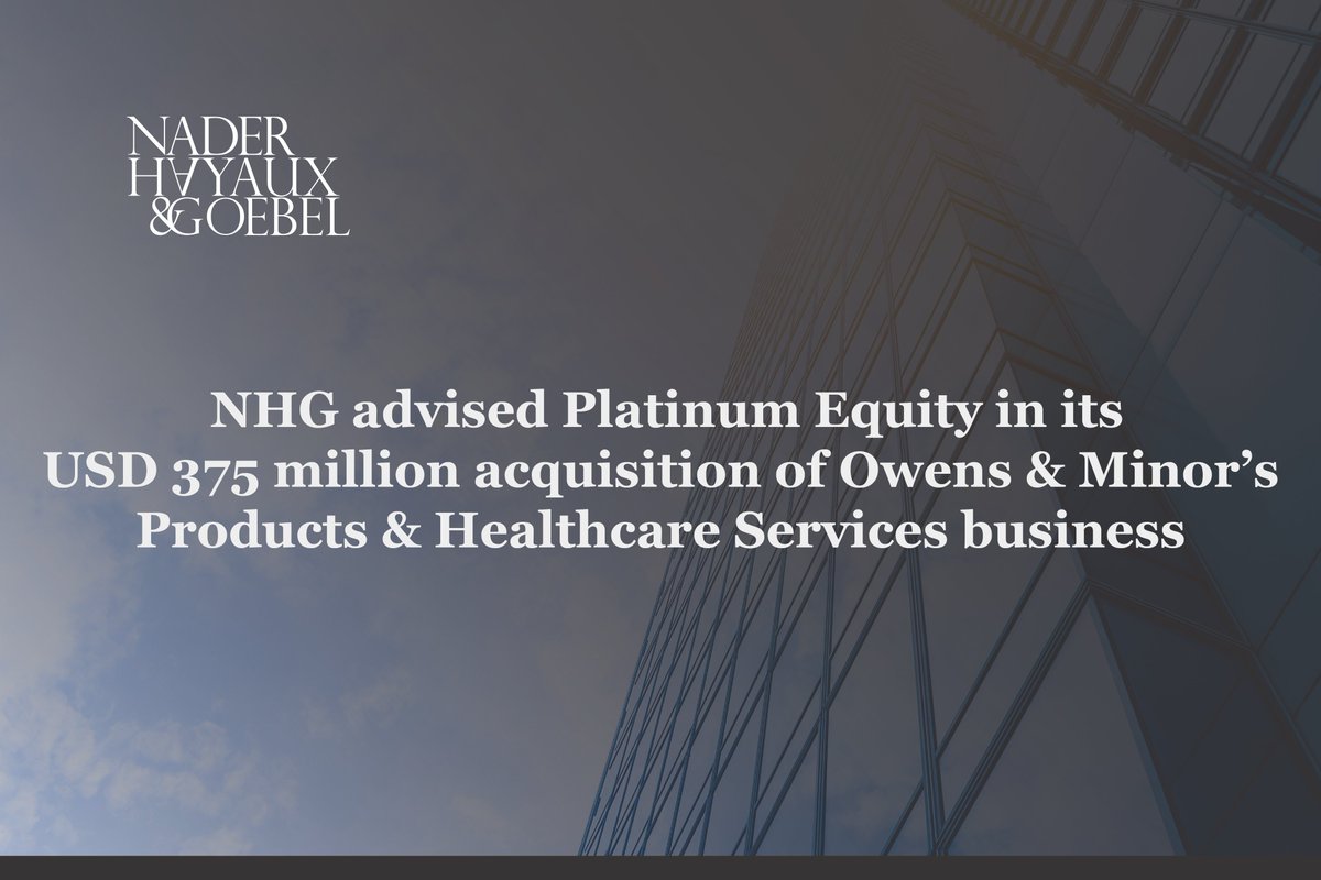 Our partners Santiago Medina and Marcela Ánimas, and associates Carlos Porragas, Mariagabriela Botello, Rodrigo Sepúlveda, and Santiago Contro, acted as Mexican counsel to Platinum Equity in its USD 375 million acquisition of Owens &amp; Minor’s Products &amp; Healthcare Services