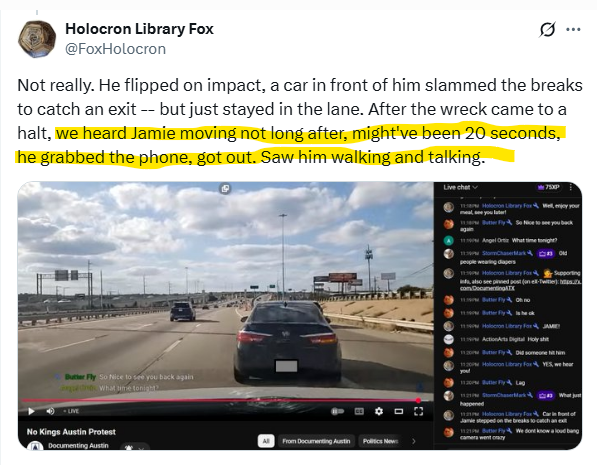 WillingtonEddi1's tweet photo. @BalconesRoofing God Bless the guy and if he's actually hurt bad, recover soon. But Jamie has lied so often & so long it's hard to trust what he, Tila or whoever wrote the post says. Livestream video, which someone has since deleted, is troubling. #Caution #DontLivestreamWhileDriving #DontCryWolf https://t.co/pdRR0hGVrB