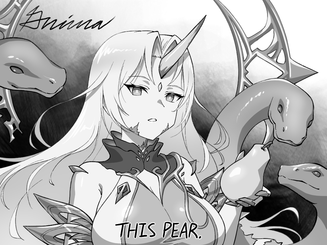 I was commissioned by <a href="/RamirezOsc38598/">Not Oscar Ramirez</a> for this artwork of Gullveig showing you this pear!

#FEHeroes 
#ファイアーエムブレムヒーローズ
#グルヴェイグ